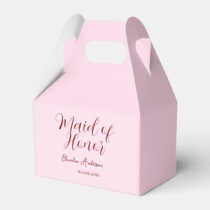 Brautjungfer mauve Name Datum rosa Pastell Brautju Geschenkschachtel