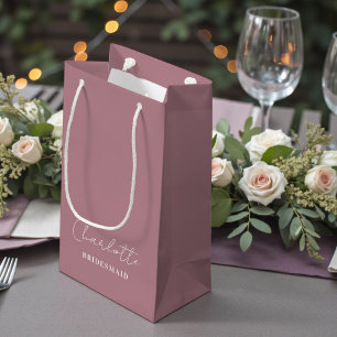Brautjungfer Minimalist Schrift Staubrose Kleine Geschenktüte