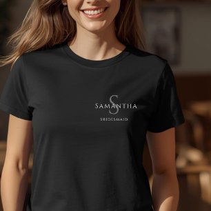 Brautjungfer Minimalistischer Name und Initiale T-Shirt