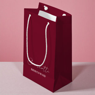 Brautjungfer Minimalistisches Skript Burgund Kleine Geschenktüte