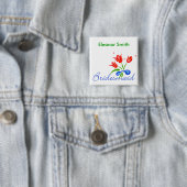 Brautjungfer mit roten Tulpen Button (Beispiel)