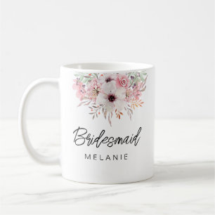 Brautjungfer Modern Rustikale Blumige Tasse Gesche