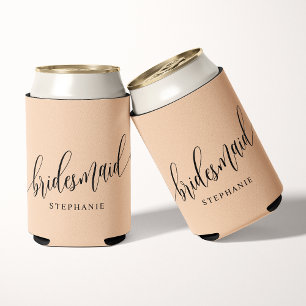 Brautjungfer Modern Script Soft Peach  Dosenkühler