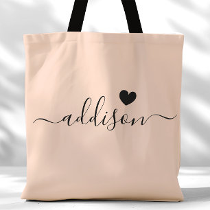 Brautjungfer Moderne Schrift Herz Pfirsich Beige Tasche