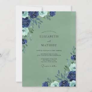 Brautjungfer-Moos-Wildblumen-Hochzeit Einladung