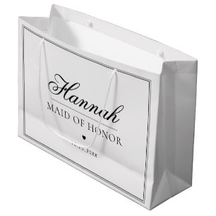 Brautjungfer Name Elegantes Herz Hochzeit Große Geschenktüte