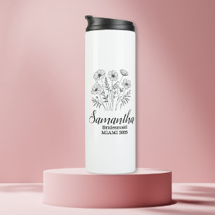 Brautjungfer Name Floral Thermosbecher