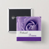 BRAUTJUNGFER Name-Lavendel-lila Rose Button (Vorne & Hinten)