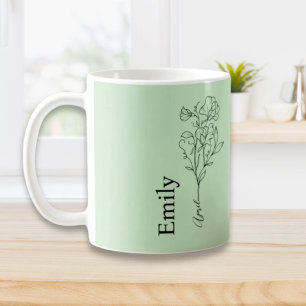 Brautjungfer Name Sweet Pea April Geburtsblume Kaffeetasse