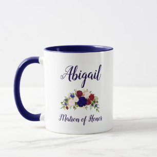 Brautjungfer Navy Blau Marsala Florale Hochzeit Tasse