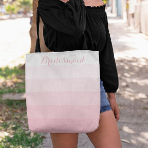 Brautjungfer Personalisiert Weiß Ombre Streifen Ro Tasche