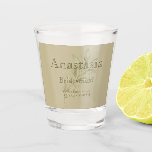 Brautjungfer Personalisiertes Schnapsglas (Vorderseite)