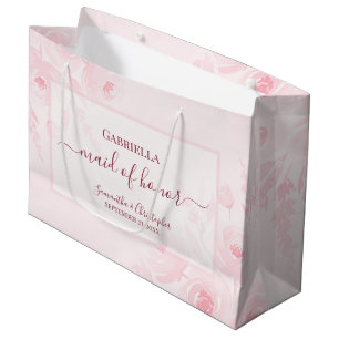 Brautjungfer Pink Boho Watercolor Floral Wedding Große Geschenktüte