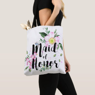 Brautjungfer Pink Floral Wasserfarbe Hochzeit Tasche