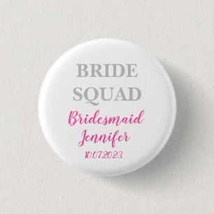 Brautjungfer Pink Individueller Name Hochzeit Jung Button