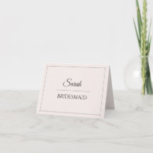 Brautjungfer-Platzkarte | Elegante Minimalistische