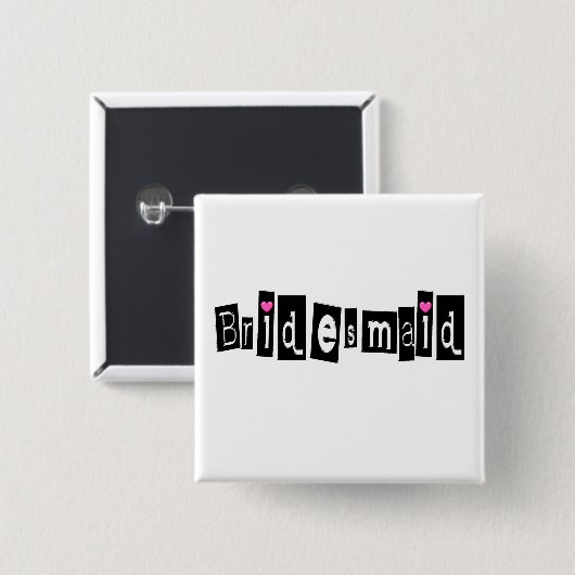Brautjungfer (Quadrat-Schwarzes) Button (Vorne & Hinten)