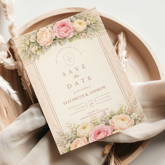 Brautjungfer-Ranunculus-Rosengarten-Hochzeit Save The Date