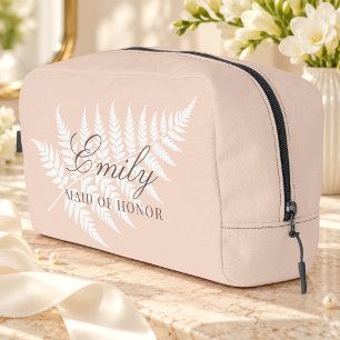 Brautjungfer-Reise Soft Peach White Fern Waschbeutel