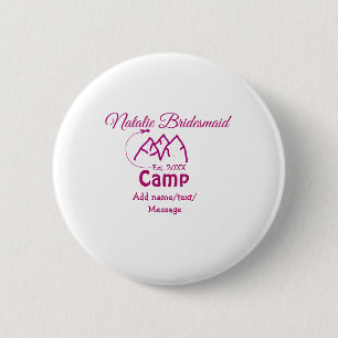 Brautjungfer rosa Camping Name Datum Jahr Junggese Button