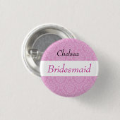 BRAUTJUNGFER rosa Damast und Spitze-Hochzeit Button (Vorne & Hinten)