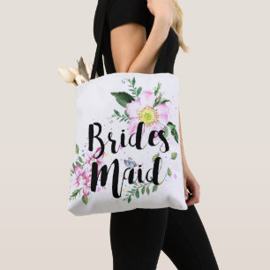 Brautjungfer Rosa Florale Wasserfarbe Brautdusche Tasche