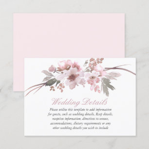 Brautjungfer Rosa & Graue Florale Hochzeitsempfang Einladung