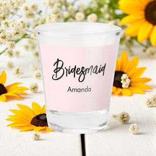 Brautjungfer-Rosa Kalligrafie-Schrift Schnapsglas