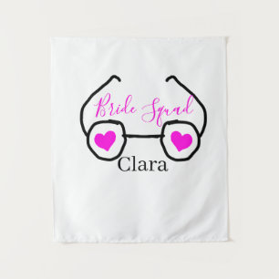 Brautjungfer rosa schwarze Schwimmbrille Herz Brau Wandteppich