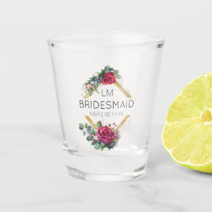 Brautjungfer Rote Rose Hochzeitsdatum Monogramm Sh Schnapsglas