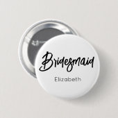 Brautjungfer Schwarz Weiß Hochzeitsknopf Button (Vorne & Hinten)