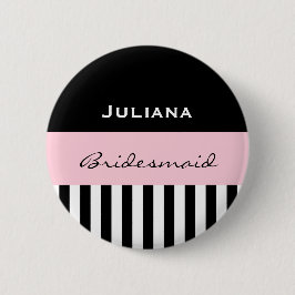 Brautjungfer SCHWARZE STREIFEN mit ROSA V01 Button
