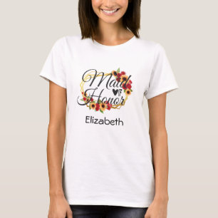 Brautjungfer Sonnenblumen Rosen Florales Geschenk T-Shirt
