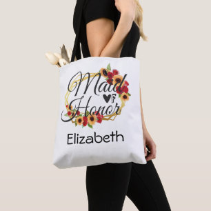 Brautjungfer Sonnenblumen Rosen Gold Rahmen Braut- Tasche
