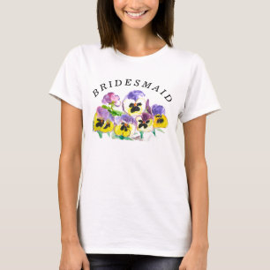 Brautjungfer Stiefmütterchen Floral Vintage Mädche T-Shirt