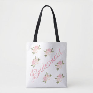 Brautjungfer Süße Rosa Floral Schrift Tasche