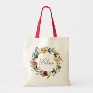 Brautjungfer-Tasche mit burgunderrotem Blumenkranz Tragetasche