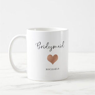 Brautjungfer Trendige Schrift und Herz Kaffeetasse