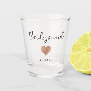 Brautjungfer Trendige Schrift und Herz Schnapsglas