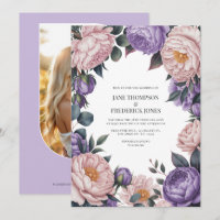 Brautjungfer und Mauve-Aquarell-Blumen-Hochzeits-Q