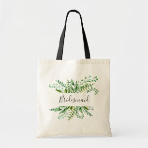 Brautjungfer. Wasserfarbe Grün Botanische Hochzeit Tragetasche