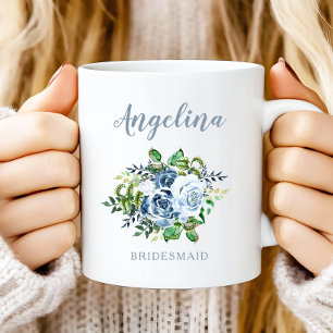 Brautjungfer Wasserfarben Floral Staubblau Hochzei Kaffeetasse