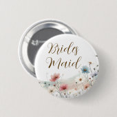 Brautjungfer | Wildblumen-Brautabschiedsparty Button (Vorne & Hinten)
