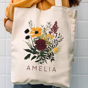 Brautjungfer Wildblumen Mama Muttertag Custom Tragetasche