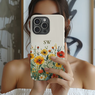 Brautjungfer Wildblumen-Monogramm Muttertag Brau Case-Mate iPhone 14 Pro Hülle