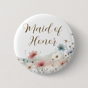 Brautjungfer Wilde Blumen Hochzeitsdusche Button