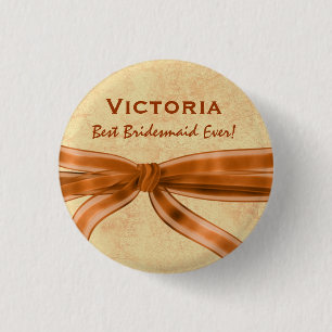 Brautjungfern-antiker Goldbogen-individueller Name Button