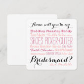 Brautjungfern-Antrag-Karte fragen Brautjungfer Einladung (Vorne/Hinten)