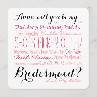 Brautjungfern-Antrag-Karte fragen Brautjungfer Einladung