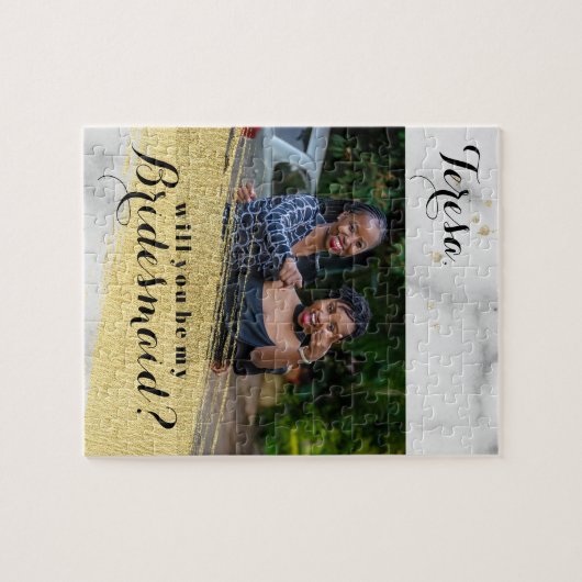 Brautjungfern-Antrag-Marmor-Hintergrund-Foto Puzzle (Horizontal)